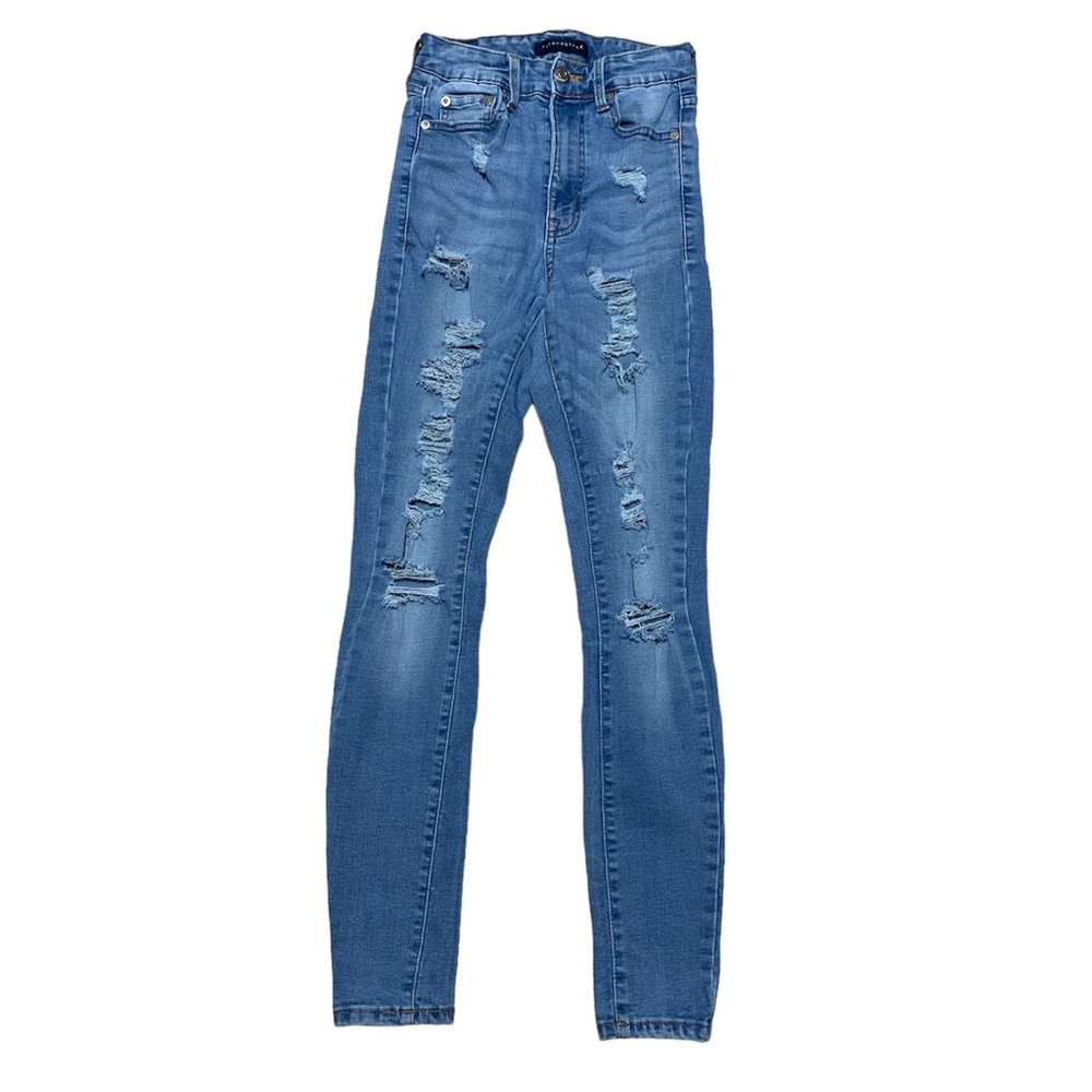 Aeropostale Super High Rise Jegging Women’s 2 Reg Skinny Jeans Distressed Denim
